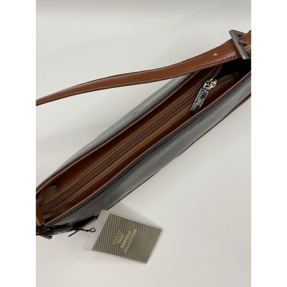 Daniela Moda Black & Brown Genuine Italian Leather Handbag NWT - Picture 11 of 16